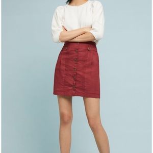 Anthropologie Buttoned Red Utility Skirt by Amadi
